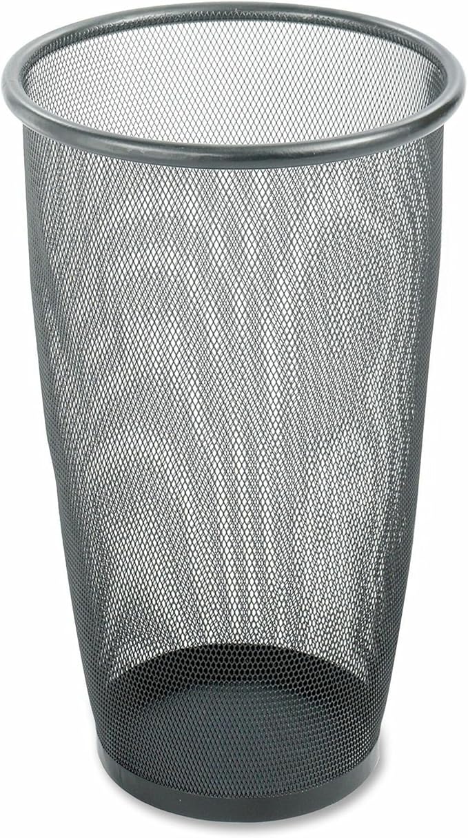 Safco Onyx Large Capacity 9 Gallon Trash Can, Round Powder Coated Mesh Wastebasket for Home & Office