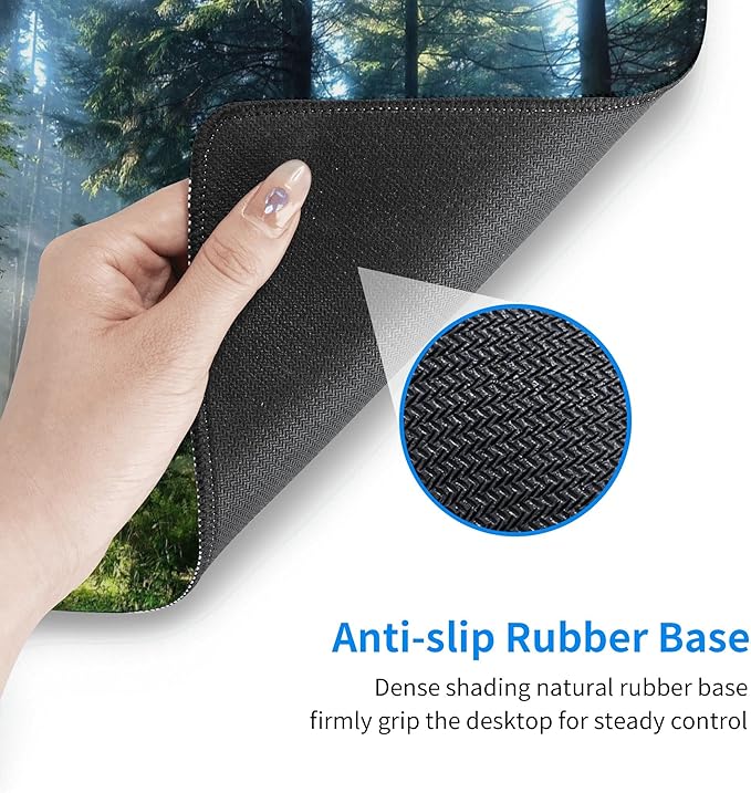 Desk Mat,Forest Extended Gaming Mouse Pad for Office Work & Game,Computer Keyboard Mouse Mat Desk Non-Slip Rubber Base Large Mousepad with Stitched Edges, 31.5x15.7inch