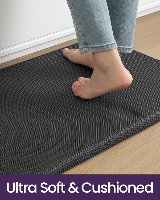 DEXI Kitchen Mat Cushioned Anti Fatigue, Non Slip Waterproof Comfort Standing Floor Rug for Kitchen, Office, Sink, Laundry, 70x20, Black