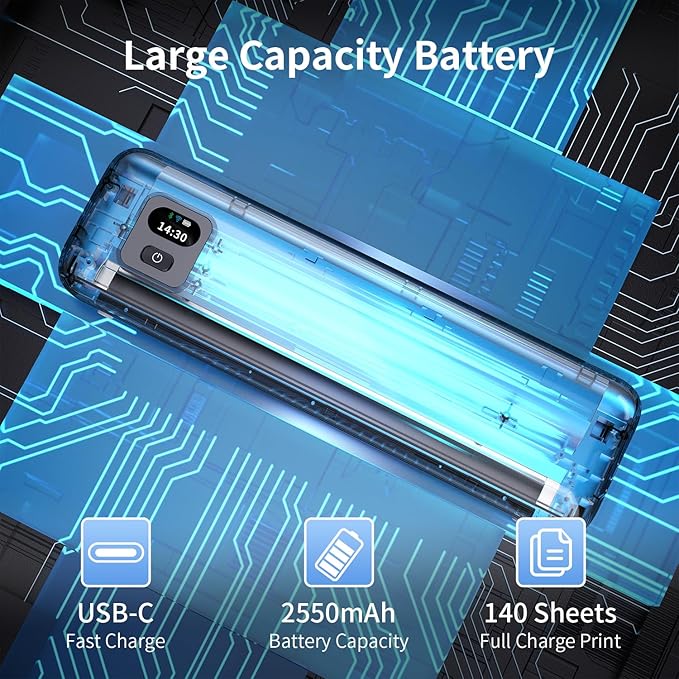 Rongta Portable Printers Wireless for Travel, 300DPI WiFi & Bluetooth Mobile Thermal Inkless Printer for School/Office/Home Use, Compatible with Android,iOS & Laptop,Black (F82)