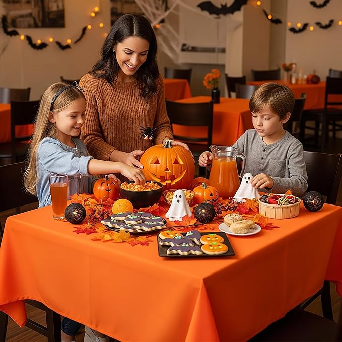 sancua Square Tablecloth - 60 x 60 Inch - Stain and Wrinkle Resistant Washable Polyester Table Cloth, Decorative Fabric Table Cover for Dining Tables, Buffet Parties and Camping, Orange