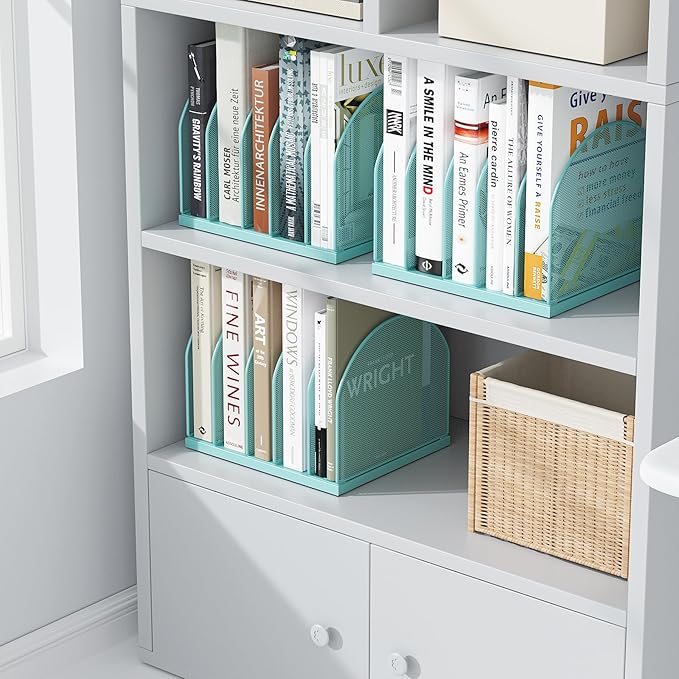 gianotter Desktop File Organizer, Desk Organizer with 5 Compartments, Paper Organizer for Desk, Workspace Organizers for Office Supplies (Blue)