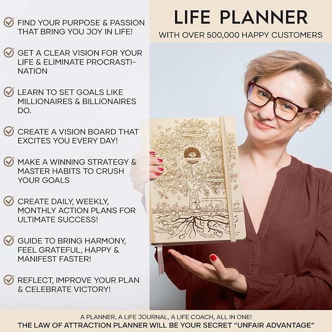 2026 Planner Weekly and Monthly | Law of Attraction Planner with Panduo App | A 12 Month Journey for Productivity, Gratitude & Goal Setting | Includes Foldable Vision Board, Gift Box & Stickers