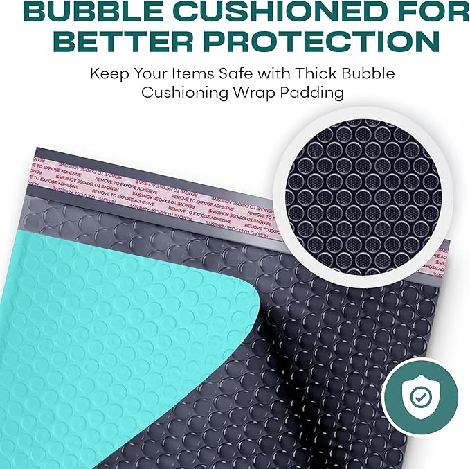 Teal Large Poly Bubble Mailers 9.5x14.5 inch #4 | Self Seal Padded Envelopes Cushioned Bubble Mailer | Usable Size 9.5x13.5 | WaterProof | Lightweight mailing Shipping Bags | 200 Pack Bulk