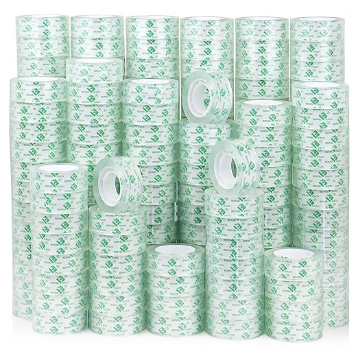 BOMEI PACK 192Rolls Crystal Clear Tape Refills for Dispenser, Bulk Office Transparent Tape for Home and School, 3/4Inch x 1000 inch