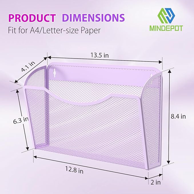 Wall File Organizer,Hanging Wall Mounted File Folder Binder Holder Mail Organizer for Office,Home and School Supplies