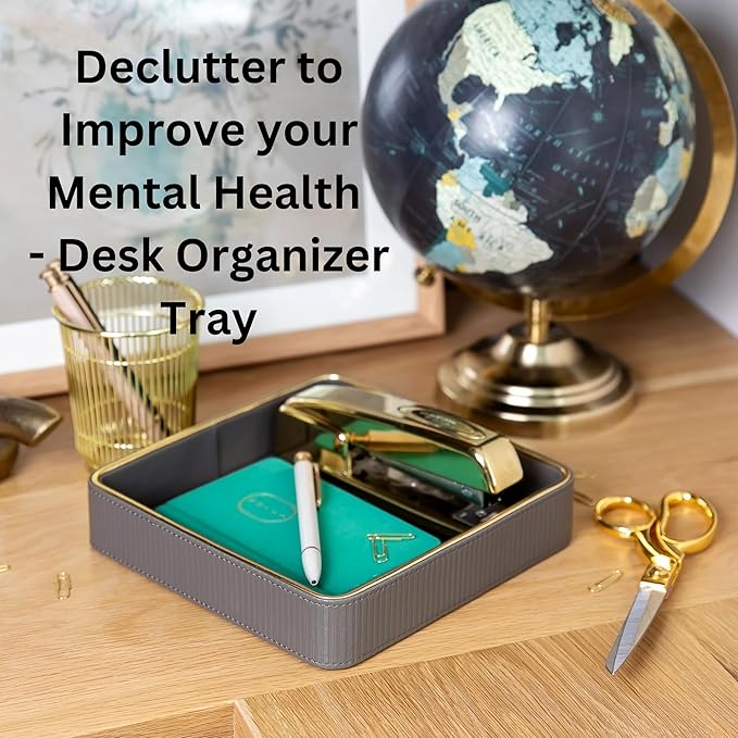 Black Leather Valet Tray for Men| Mens Valet Catch All Trays| Bedside Organizer for Nightstand| Cologne Tray for Men| Desk Trays