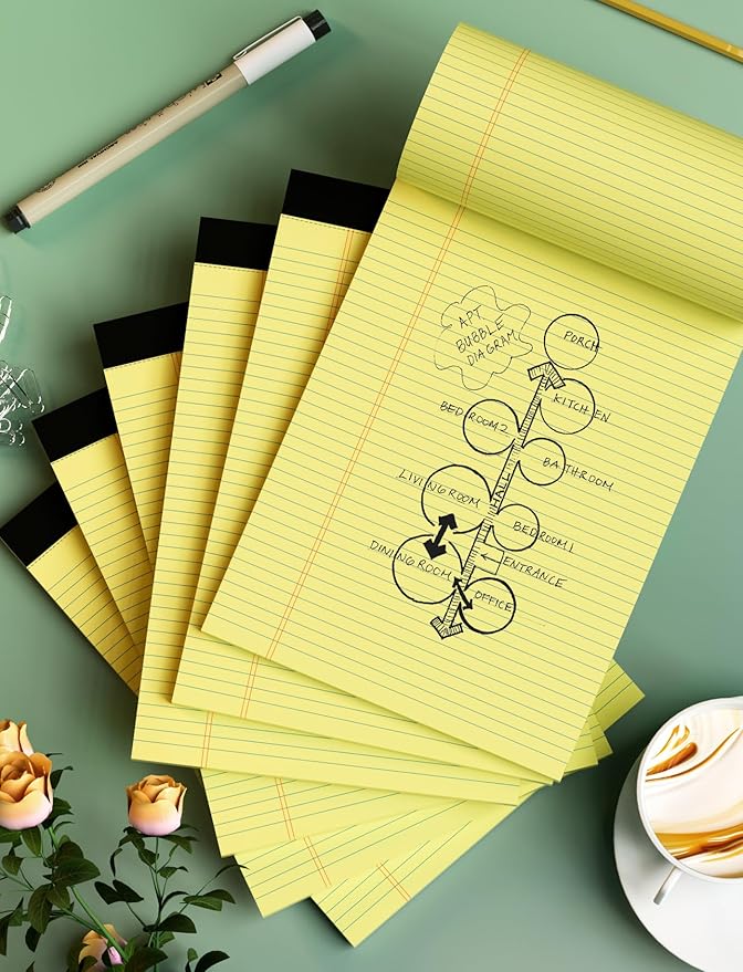 24 Pack Yellow Legal Pads 8.5 x 11 Letter Size Lined Writing Note Pads Yellow Paper Pads 8.5 x 11 College Ruled Legal Pad Writing Paper Tablets 8.5 x 11 Pads 30 Sheets Per Yellow Lined Legal Notepads