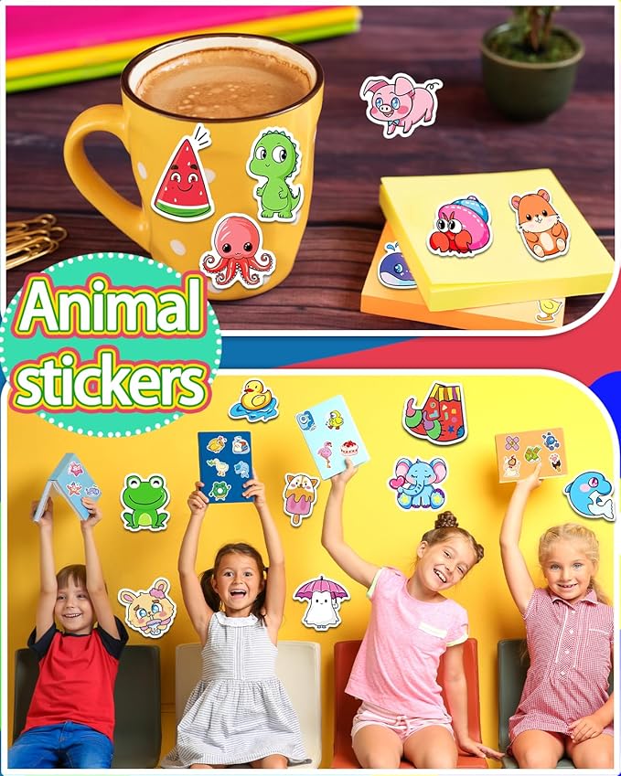 1200 Pcs Stickers for Kids, Cute Water Bottle Stickers, Kawaii Vinyl Sticker for Students Gifts School Supplies Classroom Teacher Prizes Animal Waterproof Sticker, Bulk Sticker Packs for Boys Girls