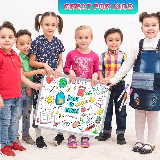 Monthly Calendar Whiteboard Dry Erase Cork Board Combination for Wall, 24"x18" Magnetic Dry Erase Board, Double-Sided White Board, Portable Board for Office, Kitchen, Planning, Memo, School, Home