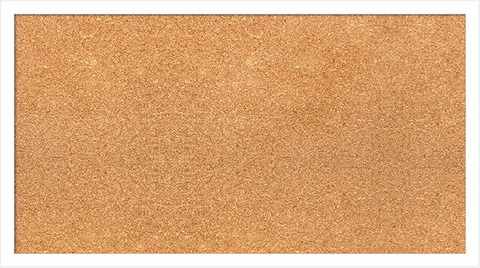 Amanti Art Natural Cork Board for Wall, 15x27 Vision Board with White Frame, Medium Corkboard Office Decor for Home Organization, Modern Corkboard Pinboard to Display Items for Home Organization in
