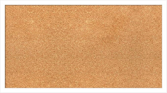 Amanti Art Natural Cork Board for Wall, 15x27 Vision Board with White Frame, Medium Corkboard Office Decor for Home Organization, Modern Corkboard Pinboard to Display Items for Home Organization in
