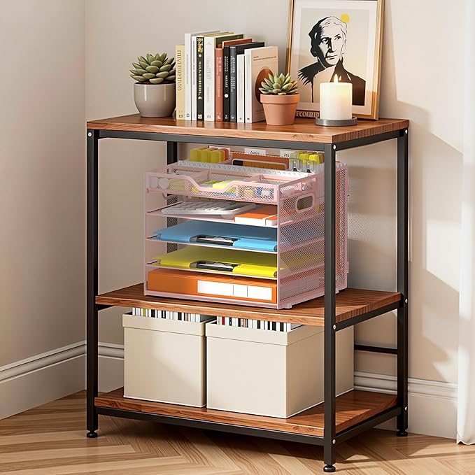 Docnest 5 Tier Letter Tray with Hanging File Organizer-Mesh Desk Organizer-Desktop Storage Box Built in Pen Holder and Handles, File Folder Holder for Mail Documents Office Supplies-Pink