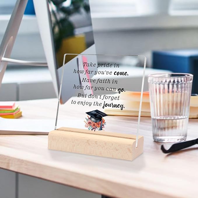 Graduation Gifts for Her Him, Cool Graduation Gifts Congratulations Gift Clear Desk Decorative Sign, Inspirational Gifts for Women Masters Degree College High School Graduation Gifts for Her Him