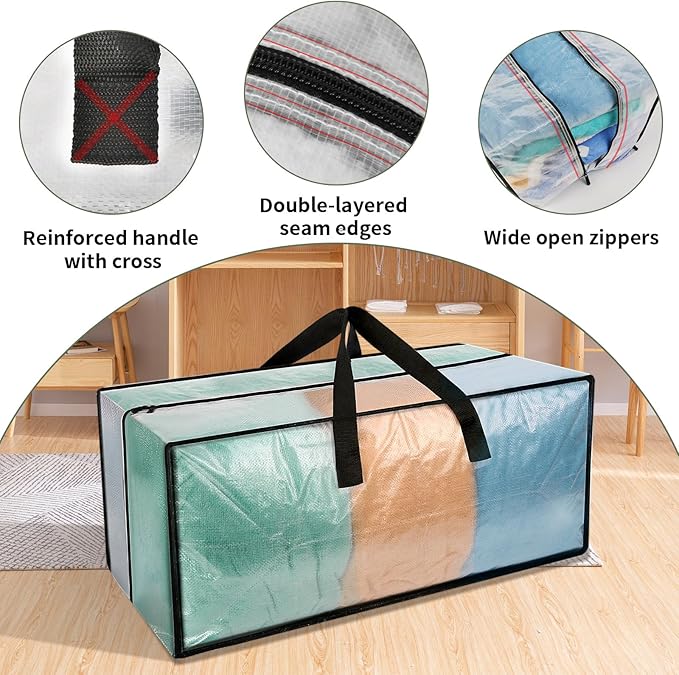8 Pack Heavy Duty CLear Moving Bags, Large CLear Storage Bags for College Dorm Room Essentials, Alternative to Moving Boxes, Compatible with IKEA Frakta Cart