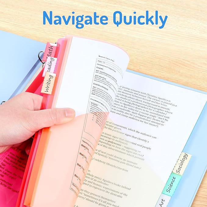 Forvencer 96 Count Dividers with Two Pockets, 8 tabs Binder Dividers for 3 Ring Binder Organizer, Multicolor, 12 Sets