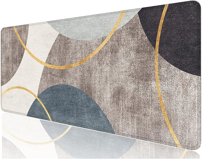 Desk Mat, 32" x 12" XXL Extended Large Gaming Mouse Pad, Desktop Decor Desk Pad, Cute Men Women Office Supplies and Accessories, XL Mouse Mat for Laptop & Keyboard, Abstract Art Circle