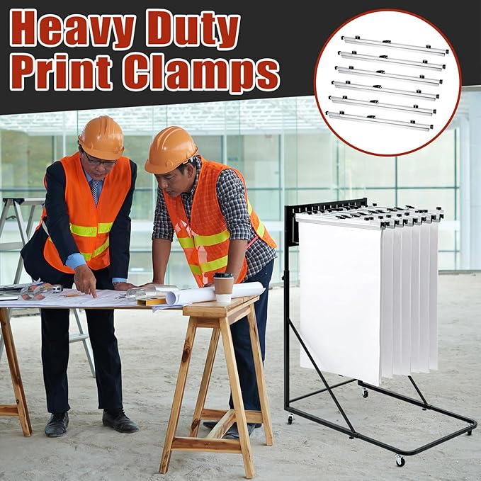 Estune Blueprint Hanging Clamps Binding Strips Storage for Construction Paper Poster Plans Drawings Arts (6, 30 Inches)