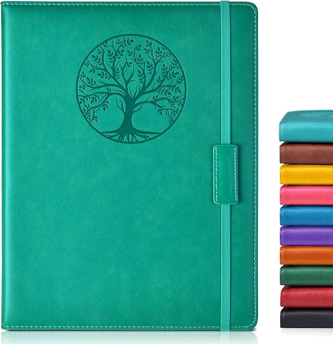 Lined Journal Notebook for Women Men,256 Pages A4 Large Hardcover Leather Journals for Writing,Travel,Business,Work,School,College Ruled Notebooks for Note Taking,Diary Notepad 8.6"×11" (Blue)