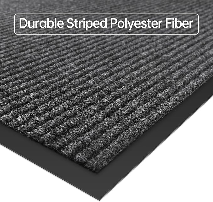 Front Door Mat, 2' x 4' Heavy Duty Indoor Outdoor Door Mat for Entryway, Commercial Door Mats Entrance, Low Profile Welcome Mats Non-Slip, Durable Rubber Backing Entry Mat for Patio, Home