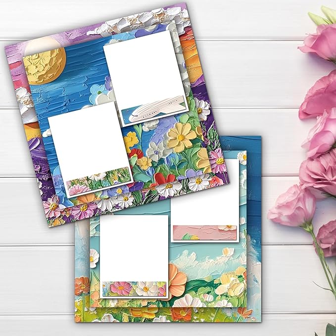 48 Sheets Scrapbook Paper 11x11, Oil Painting Floral Pattern Decorative Scrapbook Paper for Journals DIY Cards and Photo Albums, Aesthetic Craft Supplies for Kids and Adults