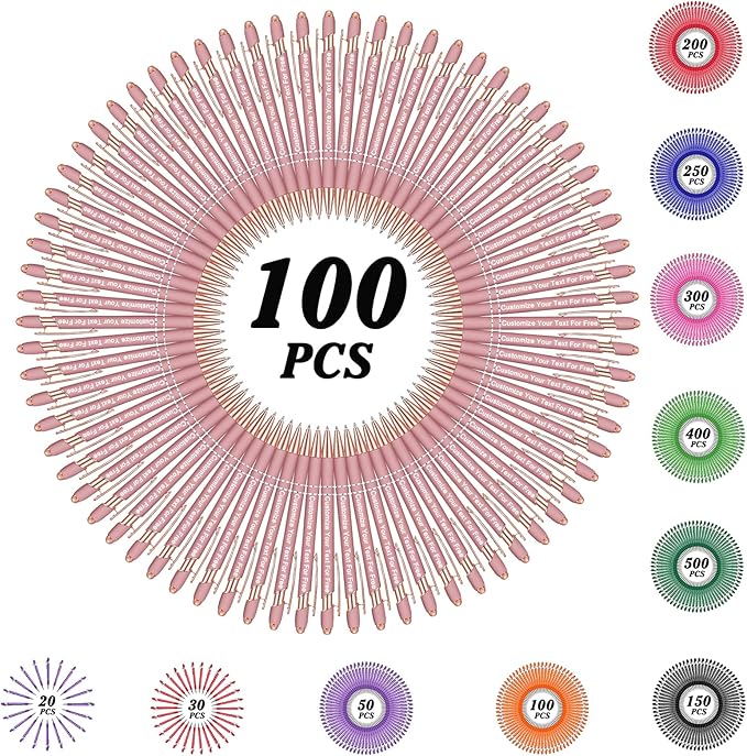 Max 500 Pcs Personalized Pens Bulk, Custom Pens with Free Engraving, Customized Stylus Tip Ballpoint Pen with Your Name Massage Text for School Office Business Graduation Anniversaries-100 Packs