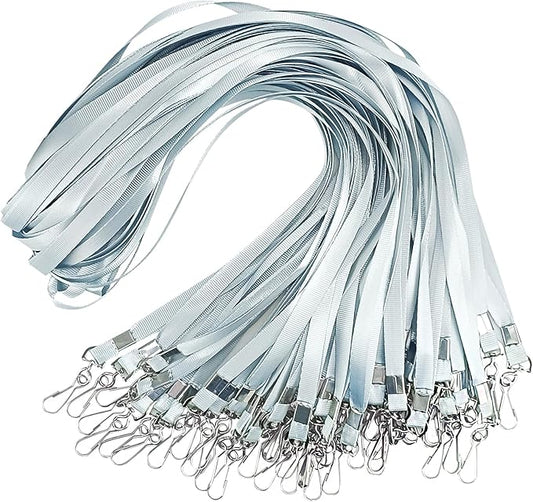 Silver Lanyards Bulk 50 packs Lanyards for ID Badges,Lanyards with Swivel Hook Clips for Name Tag Lanyard ID Holder