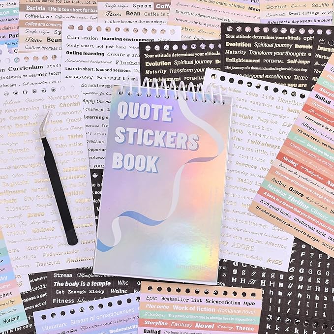 3000+ Pcs Word Stickers for Journaling, 50 Sheets Gold Foil Art Scrapbook Quote Stickers for Junk Journal, Scrapbooking Supplies Small Talk DIY Decorative Gift for Women Teen Girls