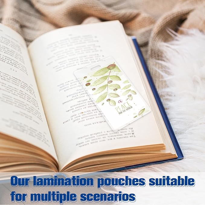 200 Pieces 5 Mil 2 1/2" x 4 1/4" Luggage Laminating Pouches Without Rope Clear Thermal Laminate Pouch Tags with Slot Hole for Pass Cards Student ID (200, 5 Mil-No Loops)