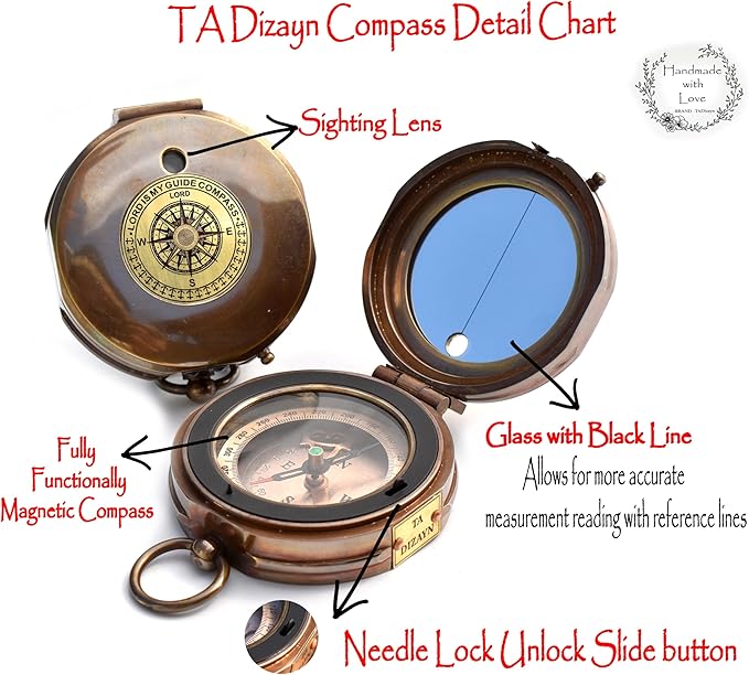 Trust in The Lord With All Your Heart - Proverbs 3:5-6 Quote Engraved Compass With Wooden Box, Greeting Card, Gift Compass, Graduation Day Gifts 2024 for Women Men Boys Girls