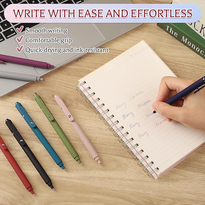 8 Pack Gel Pens, Colorful Pens 0.5 mm Fine Tip Retractable Multicolored Pens Smooth Writing for Journaling Note Taking Office Supplies School Supplies, Stocking Stuffers for Women Teens