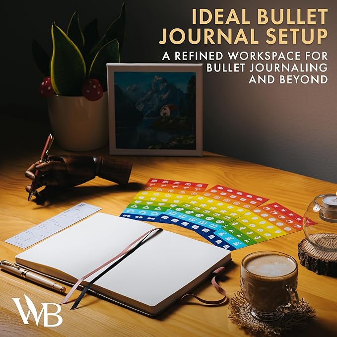 Wordsworth & Black A5 Bullet Dotted Journal 216 Dotted Pages, Hardcover Grid Dot Leather,120 GSM Paper,Journaling Notebook for Work & Sketching,Journals for Women,Men-Gifts Box Included Rose Gold