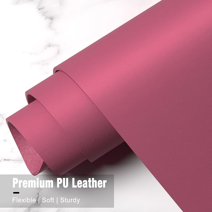 Hsurbtra Desk Pad, 35.5" x 17" PU Leather Desk Mat, XXL Extended Mouse Pad, Waterproof Desktop Blotter Protector, Non-Slip Ultra Thin Large Laptop Keyboard Writing Mat for Office Home, Deep Red