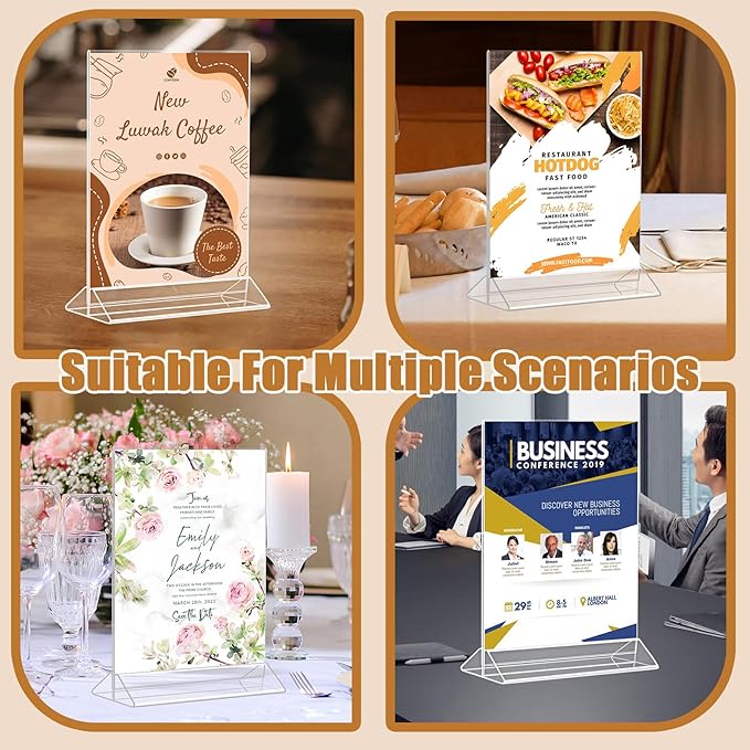 9 Pack Acrylic Sign Holder 8.5x11 Inch, Double Sided Clear Flyer Display Stand, Plastic Menu Stand, Table Top Sign Picture Paper Frames for Wedding table Number Office Store Restaurant