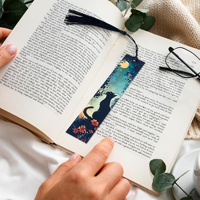 Metal Bookmark Black Cat Bookmarks for Women Men Book Lovers Book Mark Set of 2 with Tassel Reading Book Accessories Book Marks for Reading Women Men Book Lovers Gifts