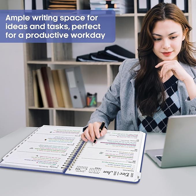 2026 Planner 8.5" x 11", Weekly and Monthly Calendar Planner Book, January 2026 - December 2026, Hardcover Spiral Planner with Monthly Tabs, Notes Pages, Perfect for Women & Men, A4 - Royal Blue