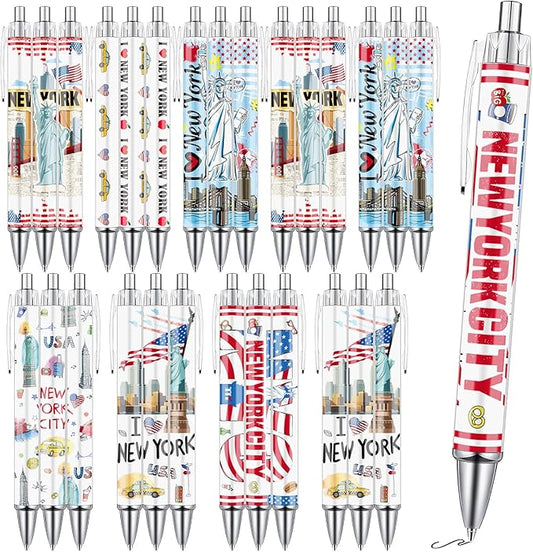 New York Ballpoint Pens Bulk 36 Pcs NYC Souvenirs Gifts City Travel Ballpoint Pens Retractable Smooth Ball Point Pen USA Souvenirs Gifts for Office School Stationery Traveler Supplies