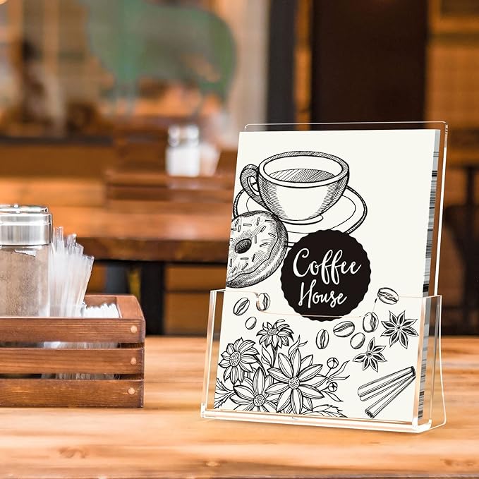 HIIMIEI Brochure Holder 8.5 x 11 inches, Acrylic Flyer Holder with 2 Pack, Plastic Stands for Displaying Magazines, Pamphlets, Literature, Brochures, Booklets, Menu