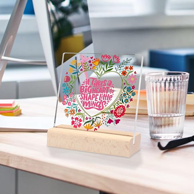 Teacher Appreciation Gifts for Women, Appreciation Gifts for Teacher Graduation Party Gifts End of Year Teacher Gifts from Students Thank You Teacher Acrylic Desk Decorative Sign for Teacher Office