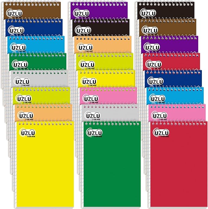 24 Pack Steno Pads 6 x 9 in Spiral Top Notebook Bulk 12 Assorted Color Note Pad 60 Sheets Gregg Rule Writing Paper Steno Notebooks for Students Teachers Men Women Professionals Office School Recording