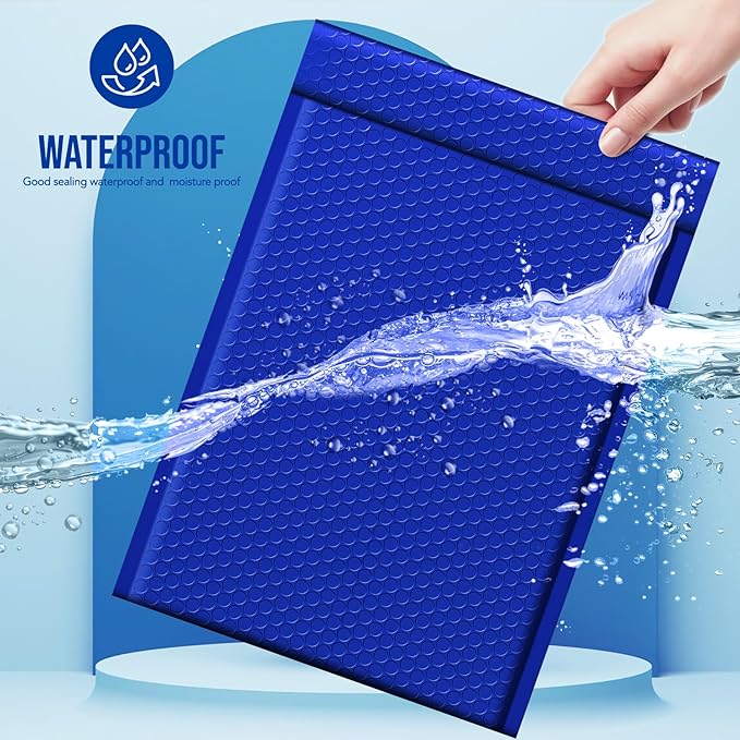 Fuxury Large Bubble Mailers 10.5x16" 40 Pack Self Seal Padded Envelopes Waterproof Mailing Envelopes Bubble #5 Cushioning Padded Mailers for Small Business Packaging Royal Blue