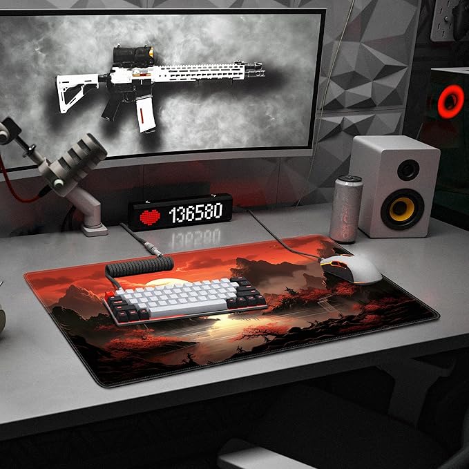 Japanese Gaming Mouse Pad Large Desk Mat Extended Keyboard Mouse Pad XXL Sunset Mousepad with Non-Slip Rubber Base and Stitched Edge Mouse Mat Desk Pad 31.5 X 15.7 in Mouse Pads for Desk Home Office