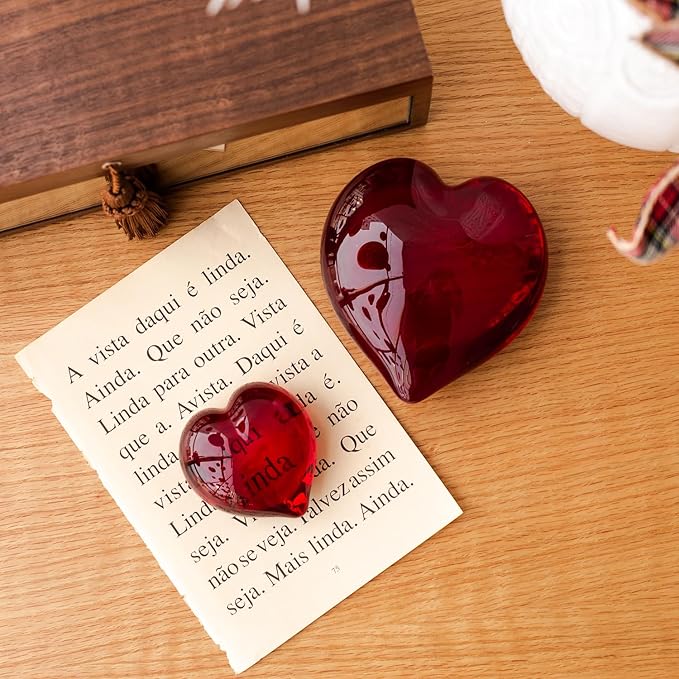 Ca D Oro Big Red Heart Glass Paperweight Hand Blown Murano-Style Art Glass