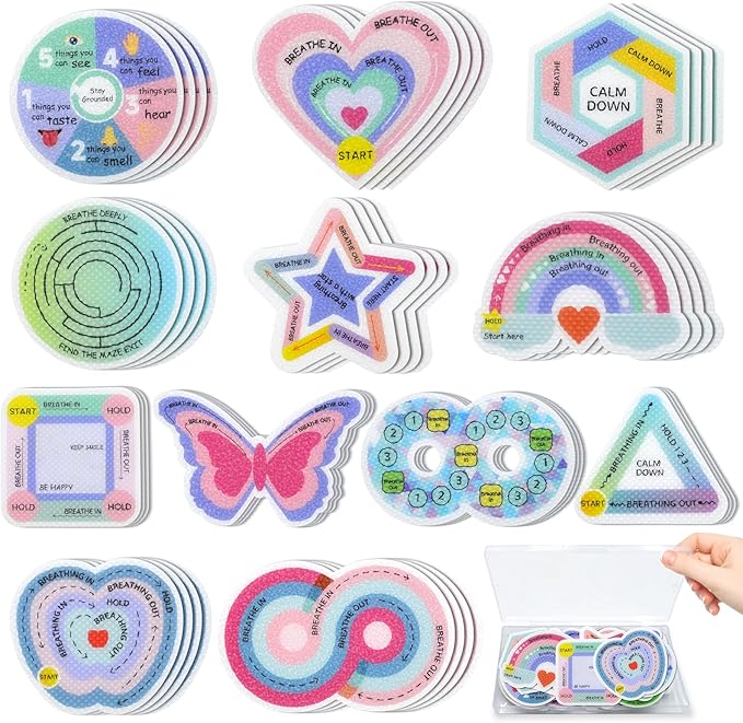 48 Pcs Sensory Strips Set – Anxiety Sticker Kit with Different Textures, 2 Textured Surface Tactile Stickers for Adults – Stress Relief Classroom Must Haves, Anxiety Relief Items