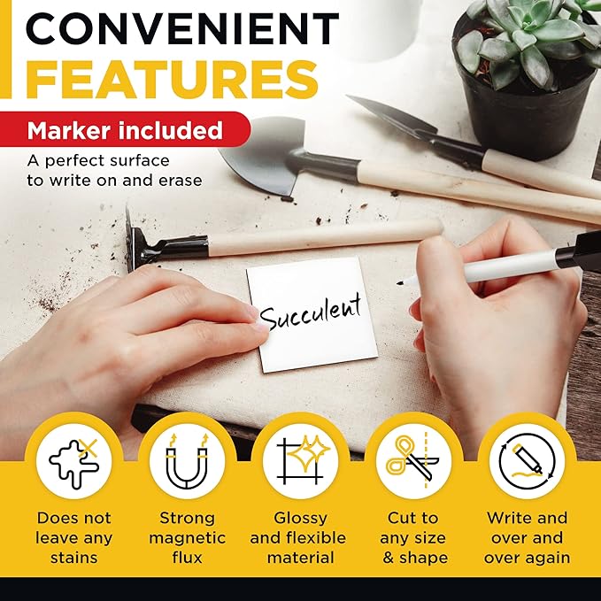 Dry Erase Magnetic Labels - Reusable Sticky Notes - Magnetic Notepads for Refrigerator - Dry Erase Magnetic Sheets - Blank Magnet Stickers to Write On - Magnets for Whiteboard Classroom Fridge