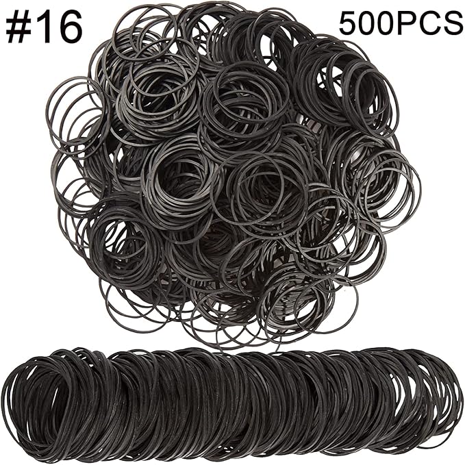 AMUU Rubber Bands black 500pcs #16 Small Rubber Band for Office money School Home size16 Elastic Band 38m m rubber bands