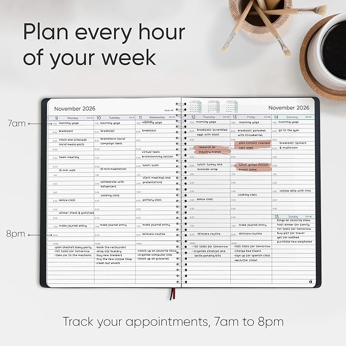 2026 Planner Weekly and Monthly – Hourly Appointment Book 2026 – Softcover, Twin-Wire Binding – Teacher Planner, Simple Design for Productivity – January 2026 to December 2026, 8.5 x 11
