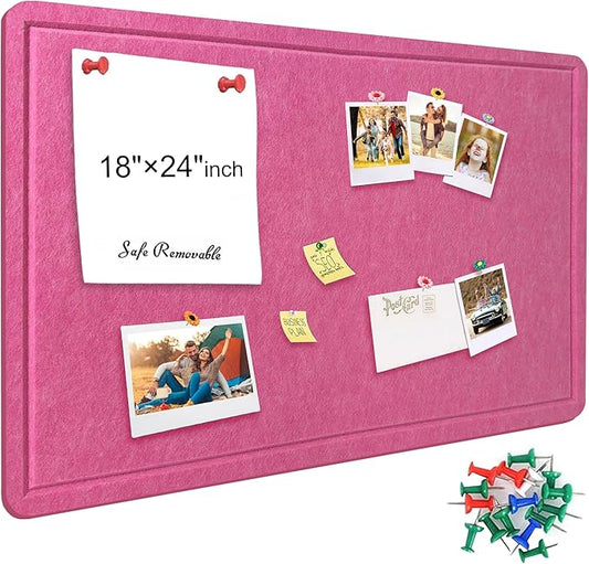 Large Bulletin Board - Foldable 24x18 Inches Cork Board Alternative with 20 Push Pins, Self-Adhesive Felt Bulletin Board for Wall, Home Office Classroom Decor