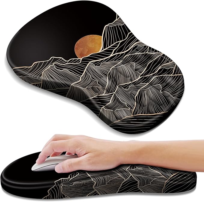 YIWEI Ergonomic Mouse Pad with Wrist Rest Support, Mousepad with Comfortable Memory Foam Wrist Rest and Non-Slip PU Base for Pain Relief, Computer, Laptop, Office, Home (Sunset)