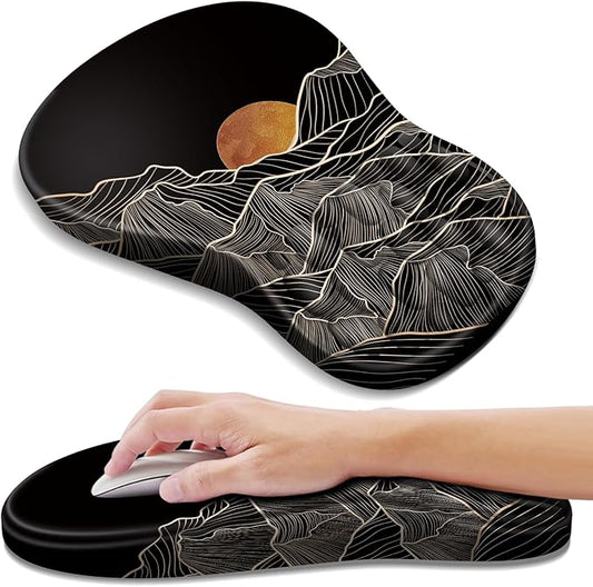 YIWEI Ergonomic Mouse Pad with Wrist Rest Support, Mousepad with Comfortable Memory Foam Wrist Rest and Non-Slip PU Base for Pain Relief, Computer, Laptop, Office, Home (Sunset)